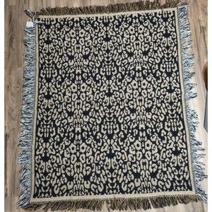 Leopard Spotted Cheetah Fringe Blanket Throw Afghan 100% Cotton